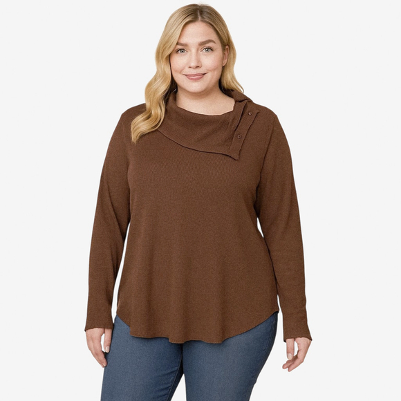 Michael Stars Bibi Women's Brown Cowl Neck Long Sleeve Thermal Size 3X NWTF - Picture 1 of 16